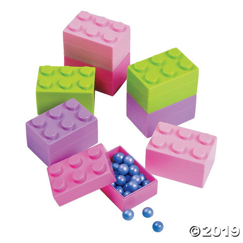 24 ct Oriental Trading Company Pastel Brick Building Block Containers 